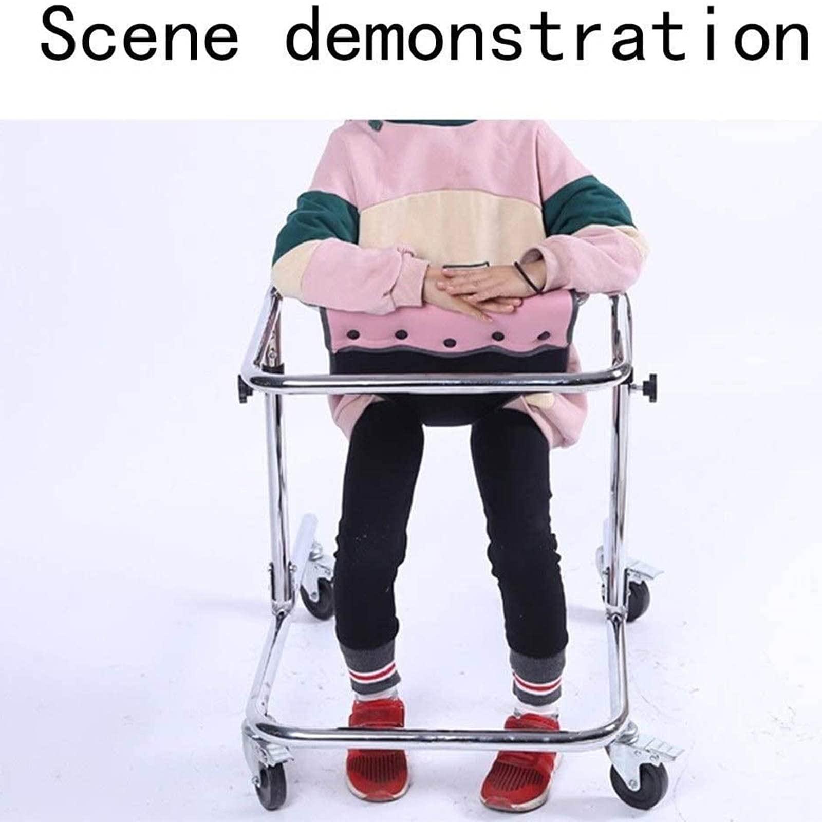 SUMBITOD SUMBITOD Walker for Children with Cerebral, Rehabilitation Training Stainless Steel Folding Children's Walker,Four Wheel Standing Training Walker (Color : B)