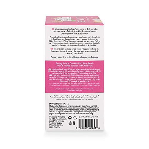 Ahmad Tea Ahmad Tea Herbal Tea, Peach, Carob, and Rose Petals 'Beauty' Natural Benefits Teabags, 20 ct (Pack of 6) - Decaffeinated & Sugar-Free