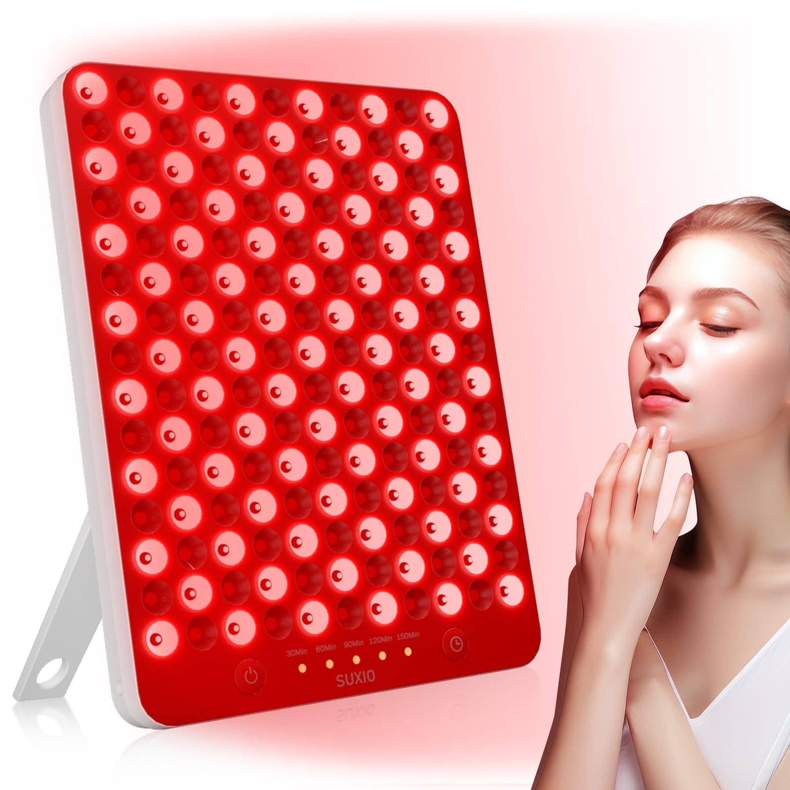 SUXIO SUXIO Red Light Therapy Lamp - 165 LED Red Light Therapy Panel for Face & Body, Portable Deep 660nm - 850nm Near Infrared Light Therapy Device with Eye-Patch, White