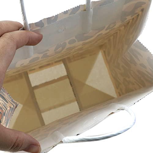 Mewutal Mewutal 10PCS Leopard Print Gift Bags Brown Paper Bags Exquisite Craft Bags for Party Birthday Wedding Present, with Hnadle (22016080mm/8.666.33.15Inch)