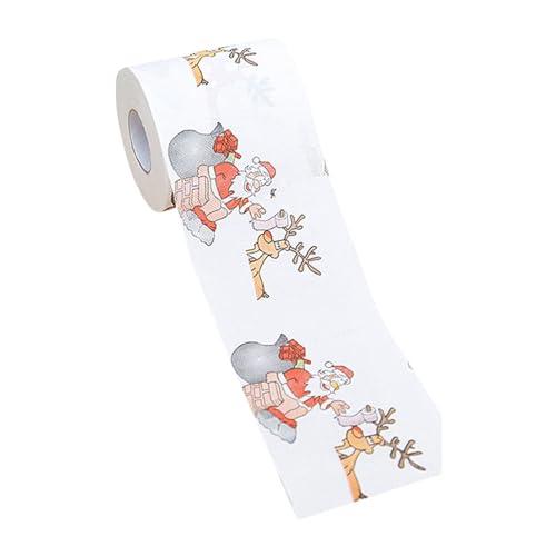 BLMIEDE 1 Roll Toilet Paper Cartoon Pattern Disposable Festive Soft Hygienic Decorate Christmas Holiday Printed Roll Paper For Festival Wrinkle Release Spray for Curtains (F, One Size)