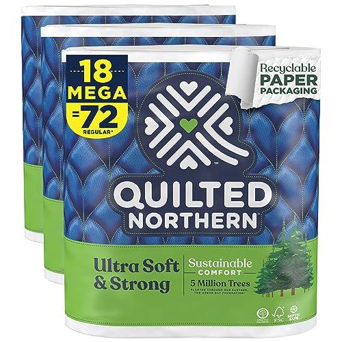 Quilted Northern Quilted Northern Ultra Soft & Strong Toilet Paper, 18 Mega Rolls = 72 Regular Rolls, 5X Stronger*, Premium Soft Toilet Tissue with Recyclable Paper Packaging