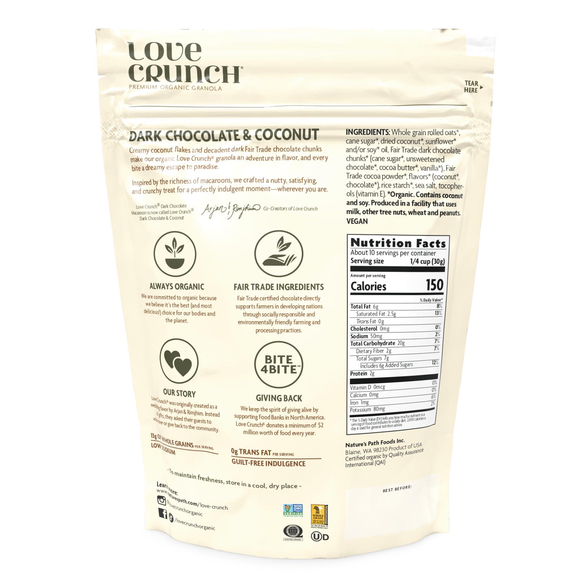 Love Crunch Love Crunch Organic Dark Chocolate & Coconut Granola, 11.5 oz (Pack of 1), Non-GMO, Fair Trade, by Nature\'s Path