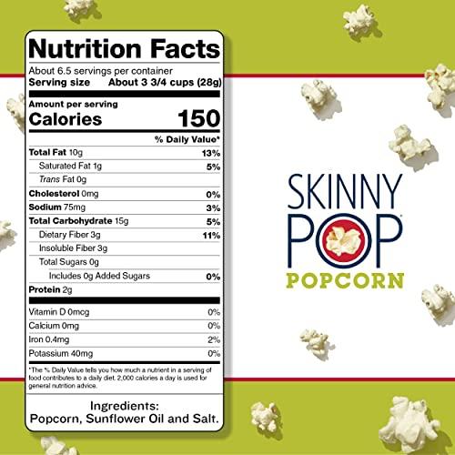 SkinnyPop SkinnyPop Original Popcorn, Gluten Free, Vegan Popcorn, Non-GMO, Healthy Popcorn Snacks, Skinny Pop 6.7oz Party Sized Bags (6 Count)