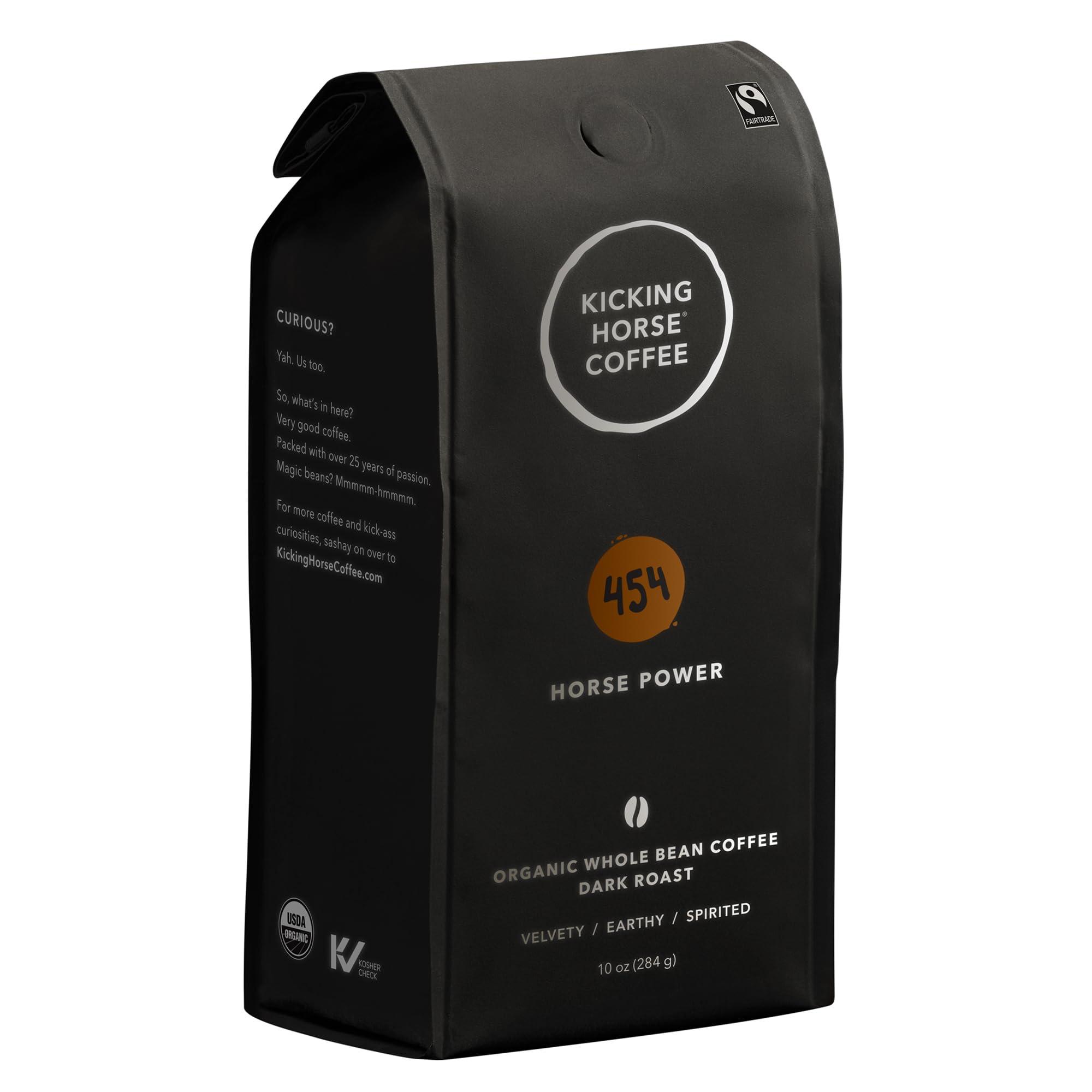 Kicking Horse Coffee Kicking Horse Coffee, 454 Horse Power, Dark Roast, Whole Bean, 10 oz - Certified Organic, Fairtrade, Kosher Coffee