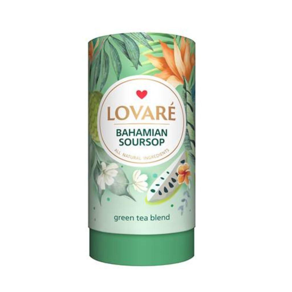 LOVARE LOVARE Bahamian Soursop Loose Leaf Tea 80 g - Made in Ukraine Green Tea, Soursop, and Orange Blossom - Gift Box with 15 Paper Filters Easy to Brew Tea Blend