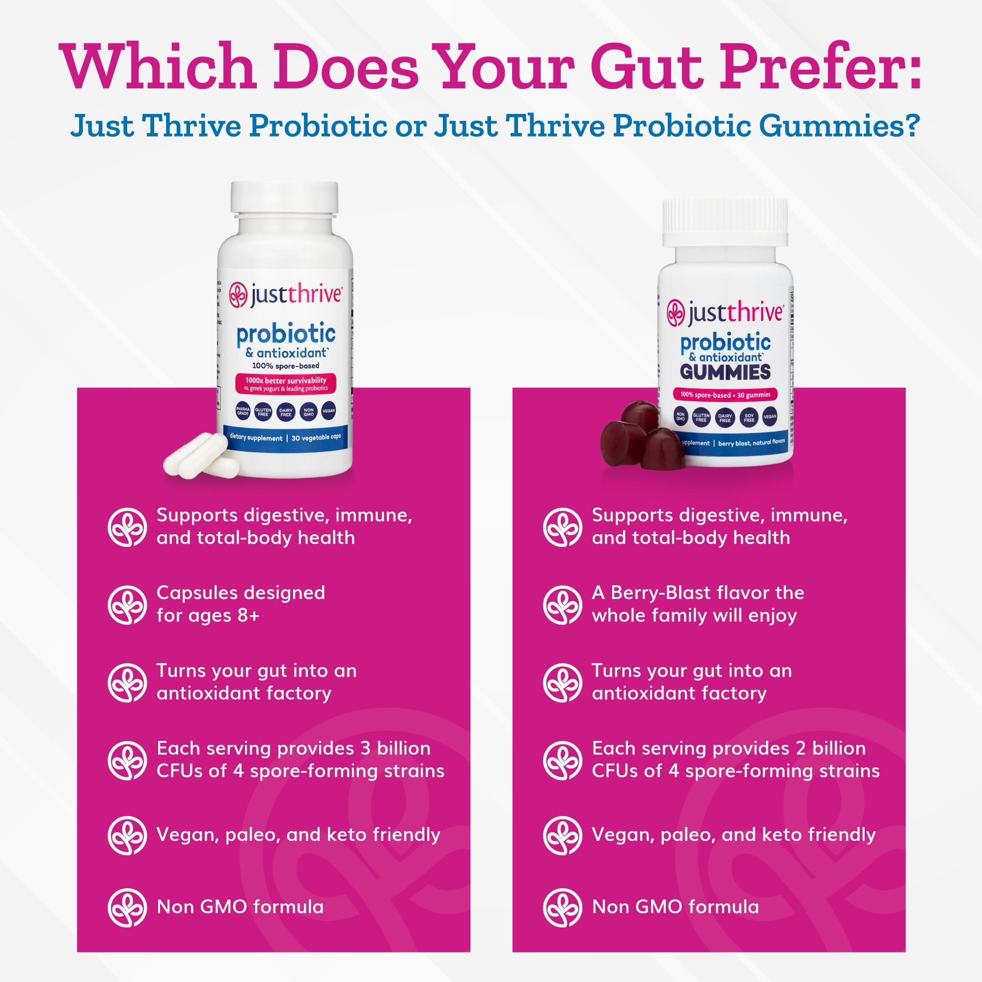 Just Thrive Just Thrive Probiotic Gummies - Kids, Men, and Womens Probiotic - for Digestive and Overall Health, 30 Count