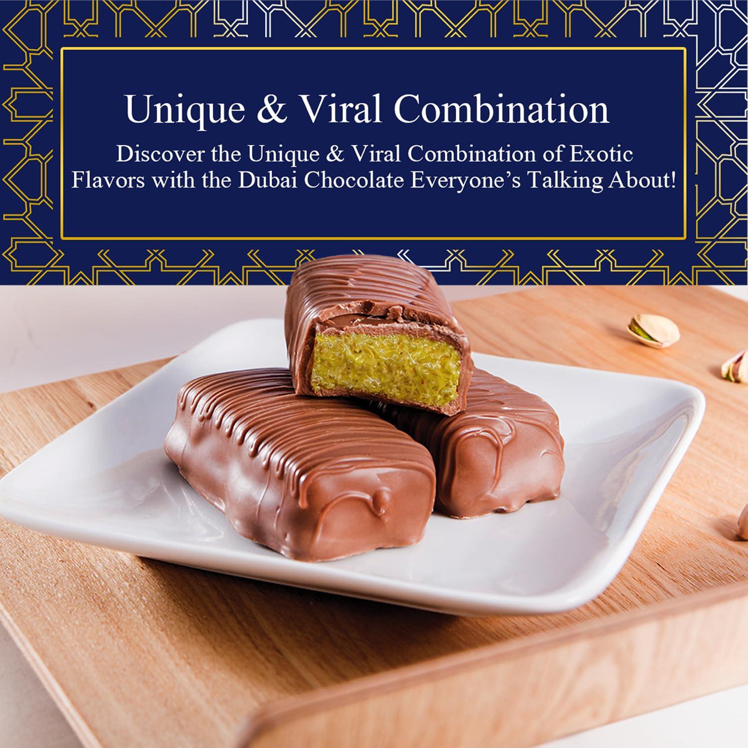 Lovetta Chocolate Dubai Chocolate Bar Pistachio Knafeh - Luxury Rich Milk Chocolate, Individually Wrapped Fresh, Premium Pistachio Cream Katafi Filling (1 Pack)
