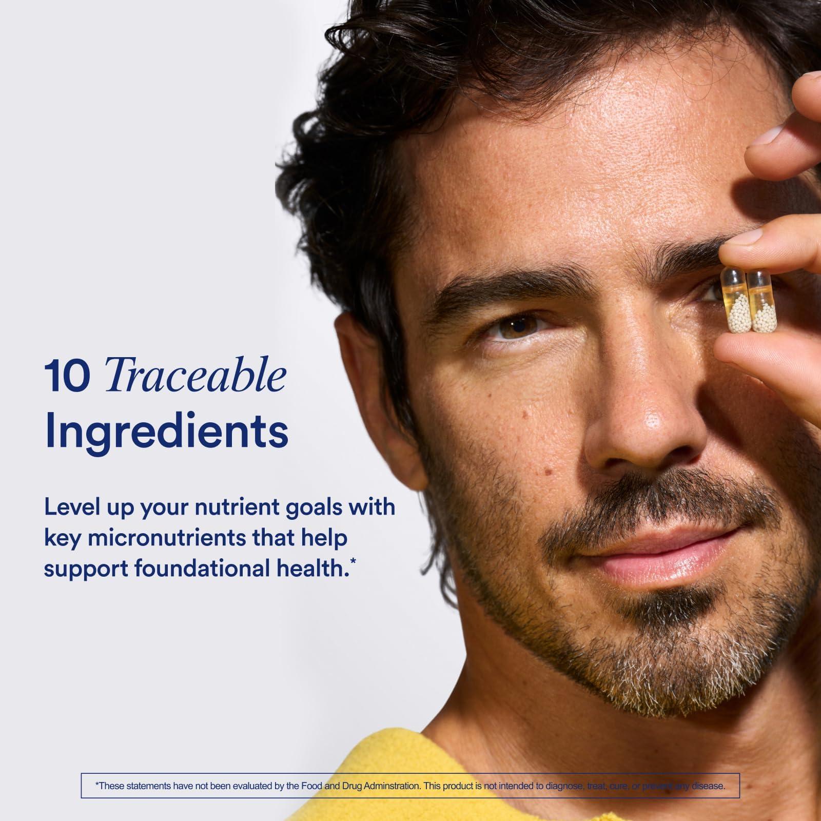 Ritual Ritual Multivitamin for Men 18+ with Zinc, Vitamin A and D3 for Immune Function Support*, Omega-3 DHA, B12, K2, Gluten Free, Non-GMO, Vegan, Mint Essenced, 30 Day Supply