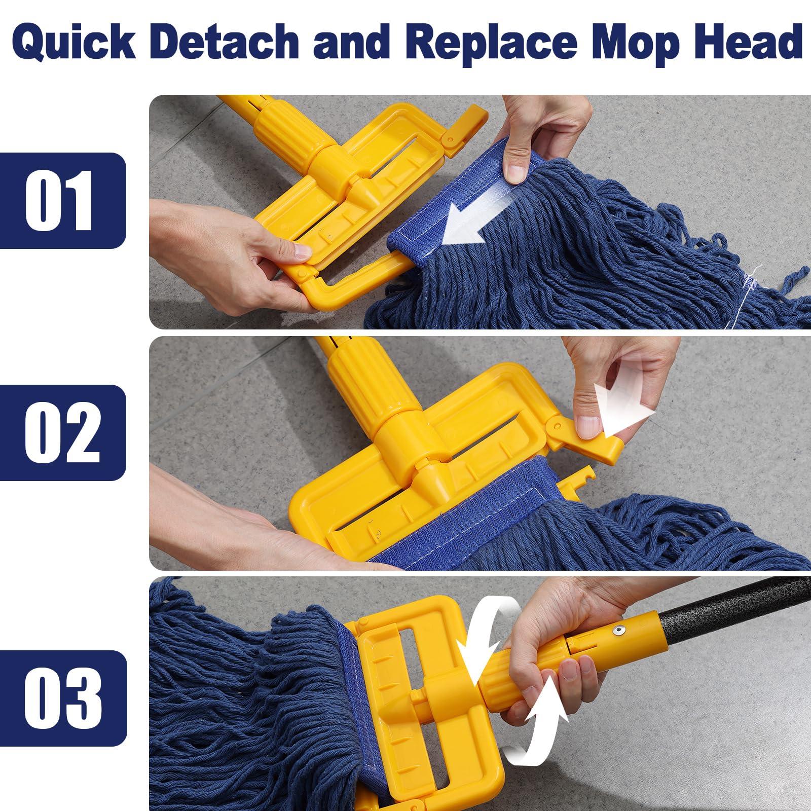 COCONUT COCONUT Mop Handle Commercial Heavy Duty, 60 inch Mop Stick Replacement Metal Adjustable Mop Pole for Industrial Household Floor Cleaning, 2 Pack