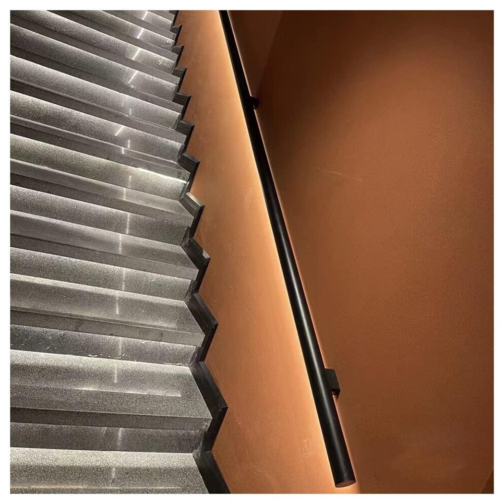 Sxlawesom LED Handrail, Lighted Staircase Handle with Light, Wall Mounted Hand Railings, Corridor Wall Light, Aluminum, with 2 Flush Endcaps (Color : Black, Size : 19.7\"/0.5m)