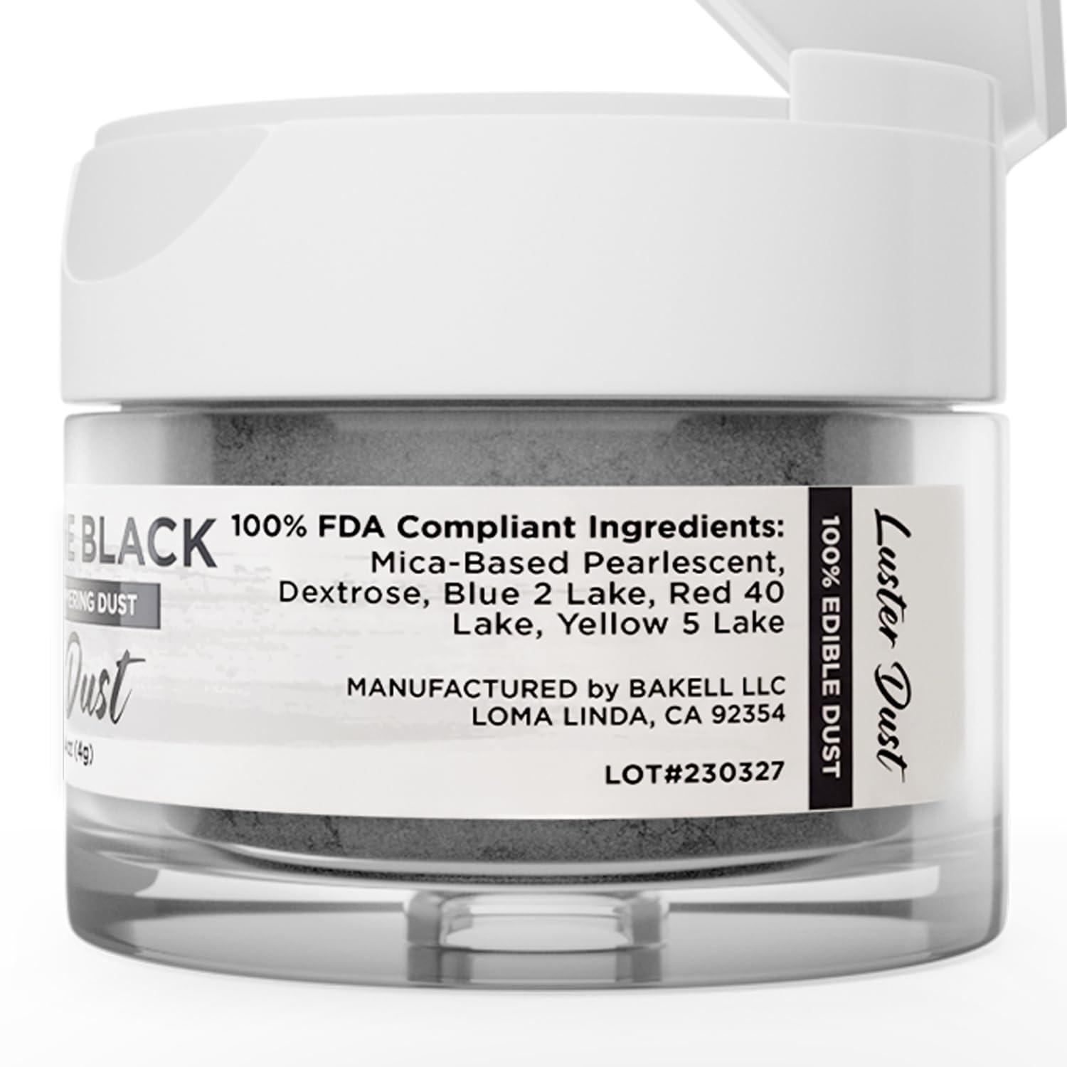 Bakell Luster Dust - Moonstone Black (4g 1x Jar) | Edible Vegan Dust & Paint for Cake Decorating, Ice Cream, Desserts, Cocktails and Beverages by Bakell