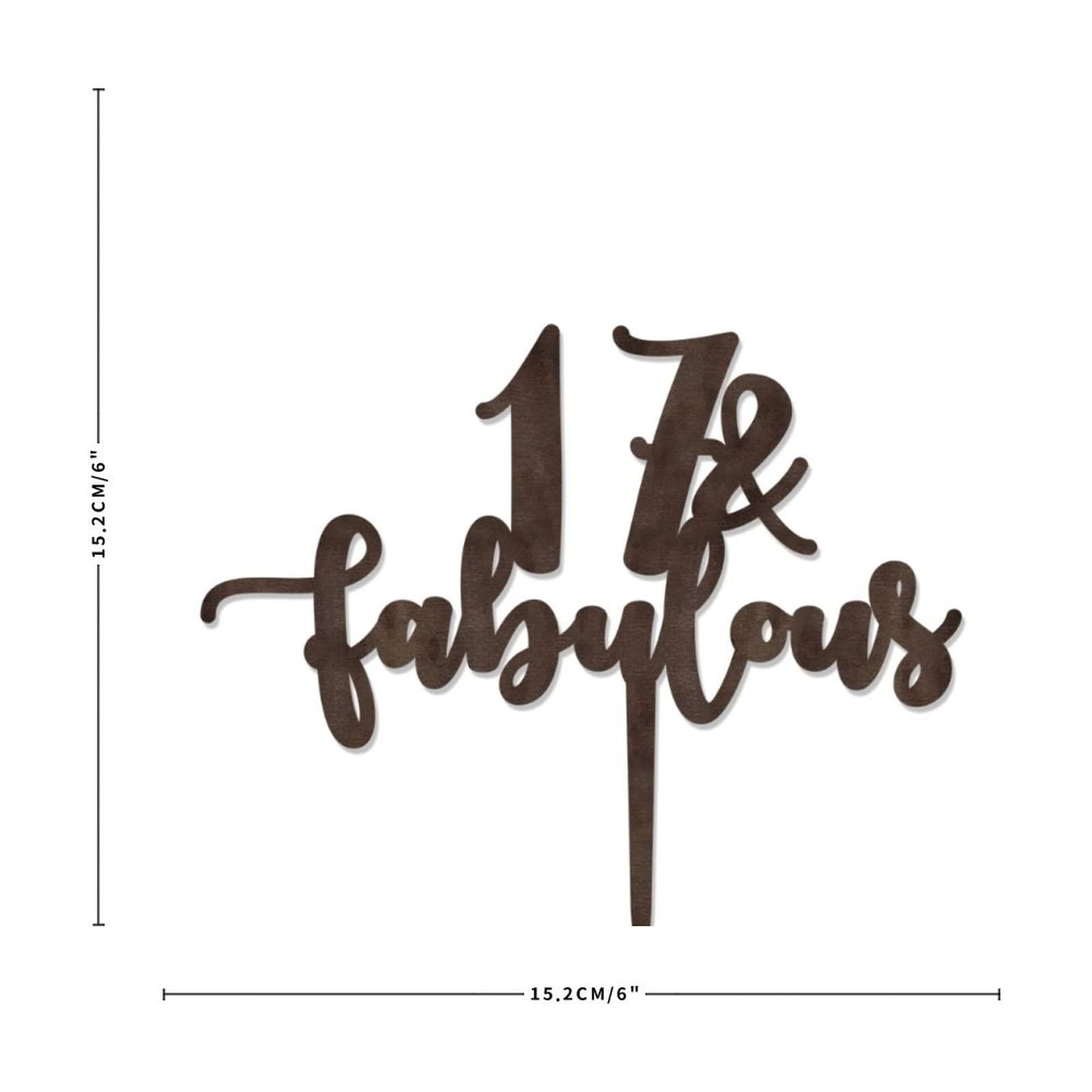 WengBeauty 17 & Fabulous Cake Toppers Brown Wood 17th Birthday Party Decorations Happy Birthday Cake Topper Customized Age Birthday Cake Decoration Birthday Cake for Birthday Party Decoration Ideas
