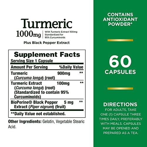 Nature's Bounty Nature’s Bounty Turmeric With Black Pepper Extract, Supports Antioxidant Health, 1000mg, 60 Capsules