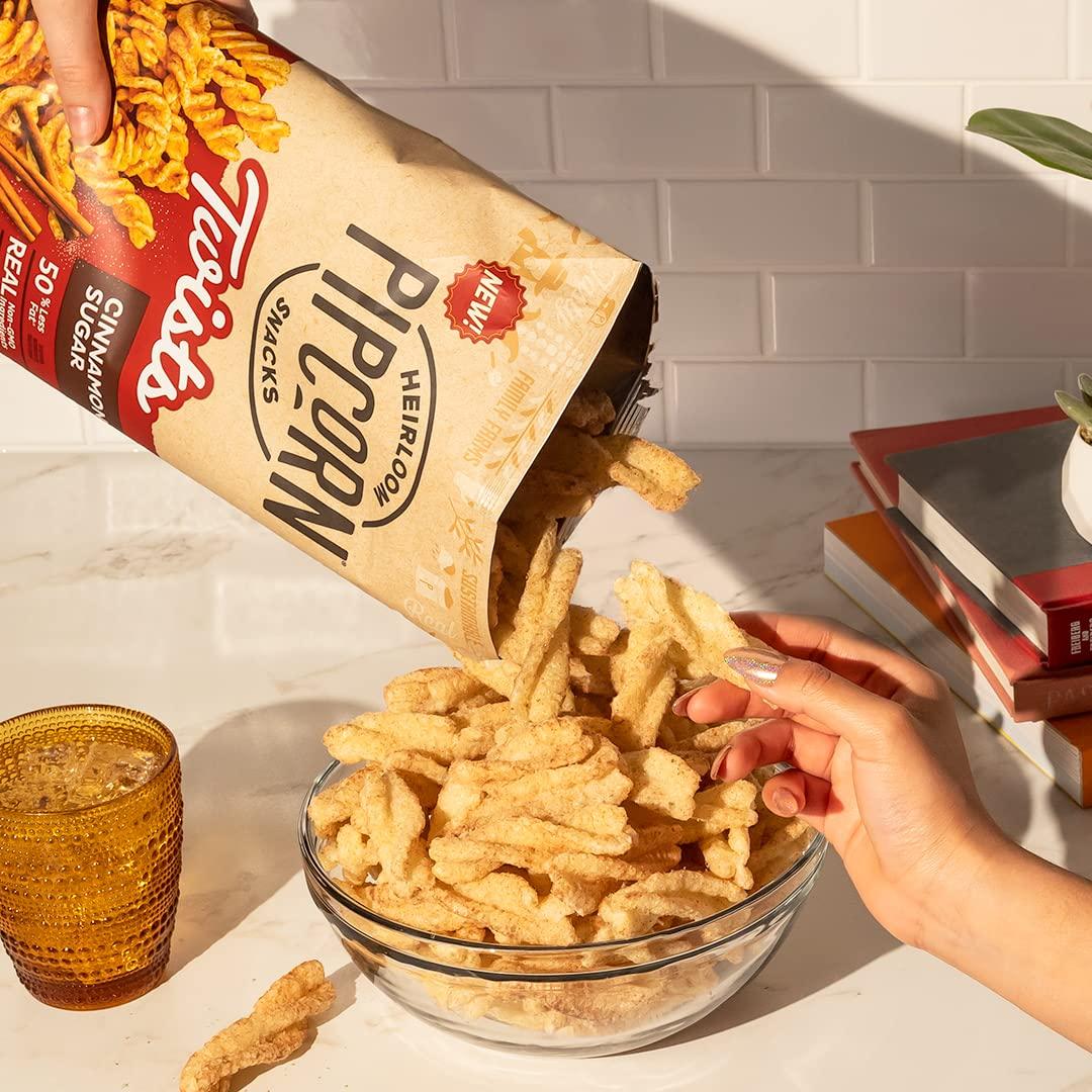 Pipcorn Heirloom Cinnamon Sugar Twists by Pipcorn - 1oz 24pk - Healthy Snacks, Gluten Free Snacks, Snack Packs, Upcycled Heirloom Corn Flour, Individually Wrapped