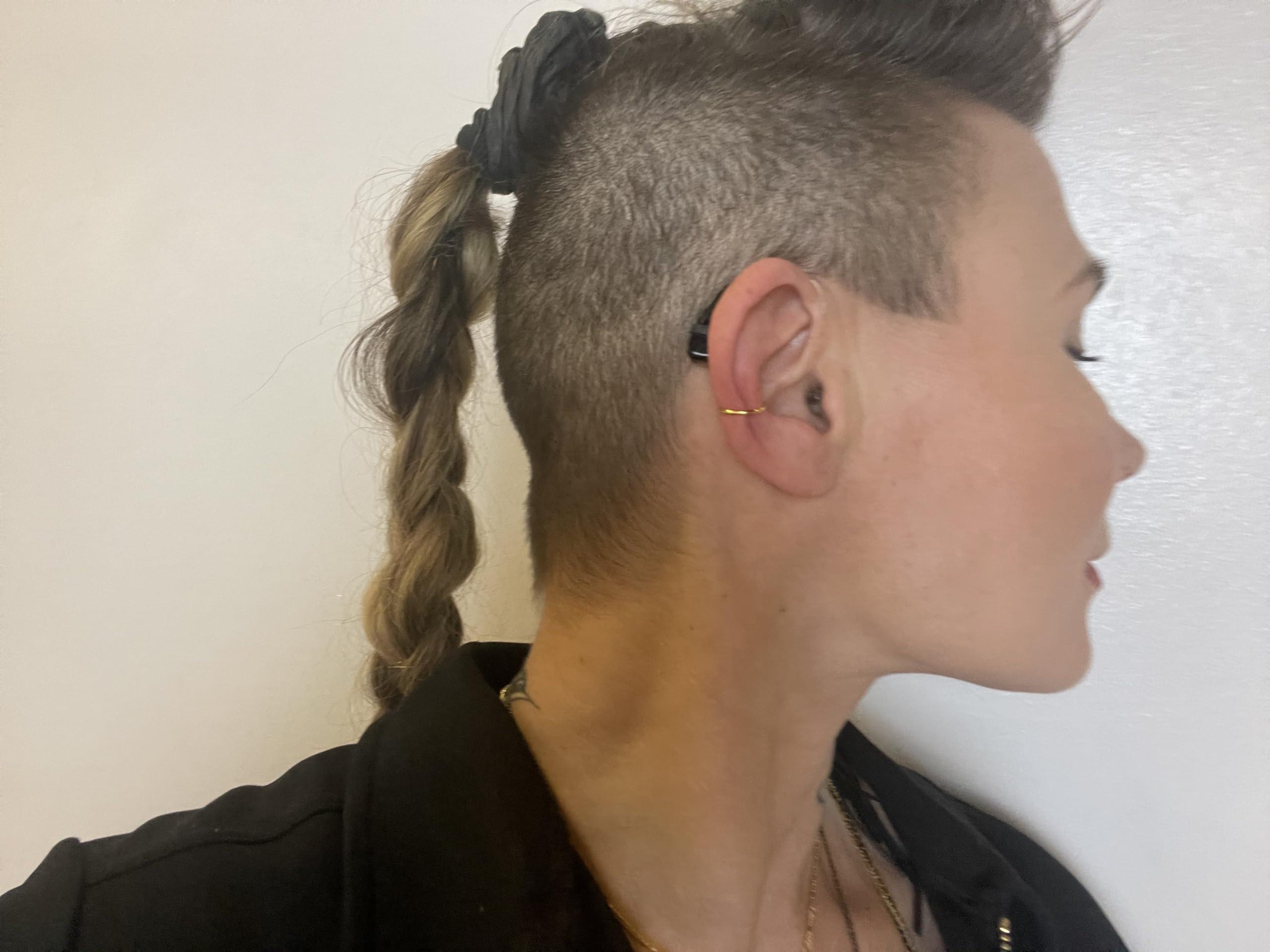 Deafmetal Deafmetal USA Retention Hearing Aid Cuff and Silicone Holster Attachment - Fits BTE and RIC Hearing Aids and BTE Cochlear Implant Processors - Keep Hearing Devices Secured - Gold - 1 Ear