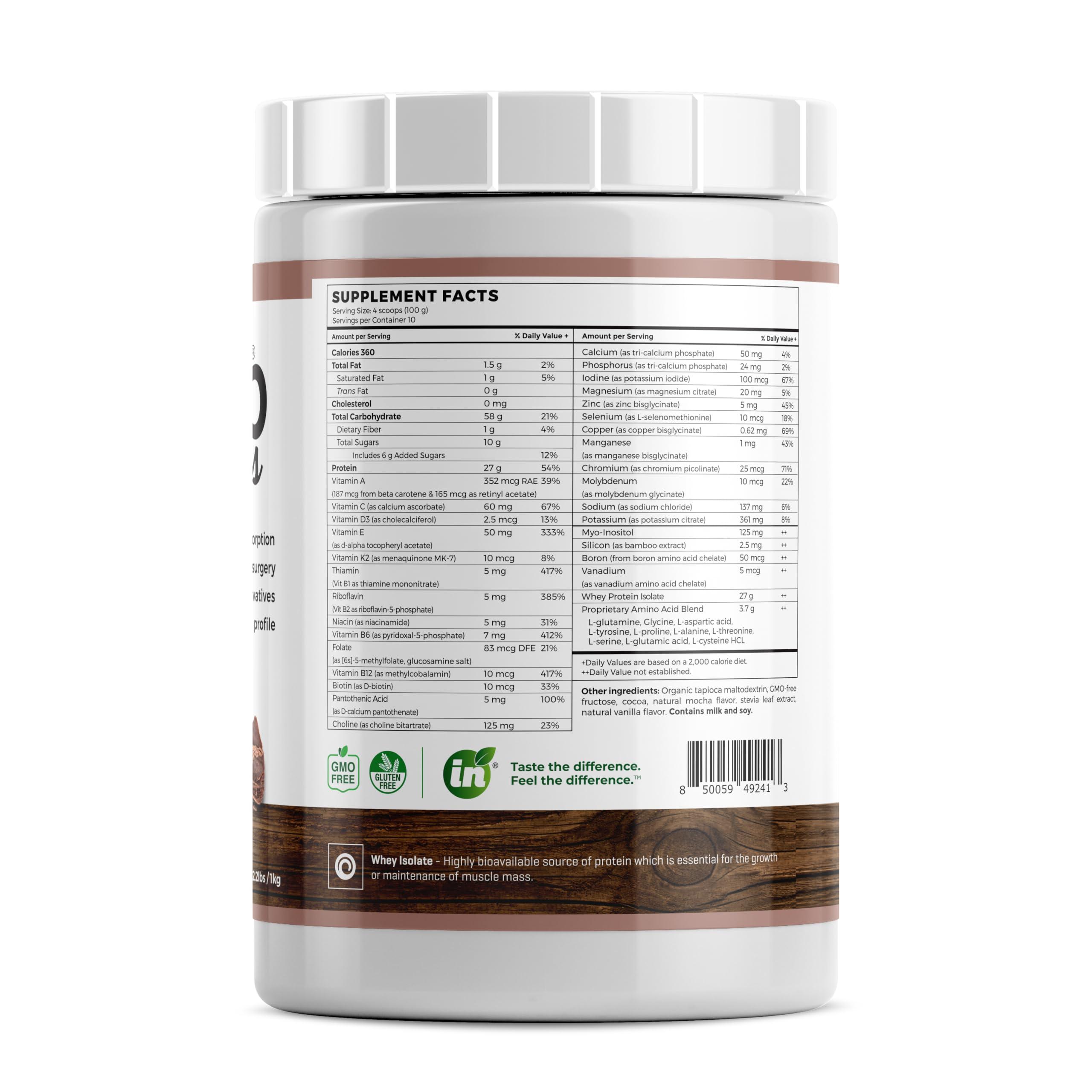 Absorb Plus Absorb Plus Isolate Protein - Diet Supplement for Improved Gut Health, Extra Nutritional Support, Non-GMO, Gluten-Free, Lactose-Free, Casein-Free (2.2 Lbs, Mocha Grande)