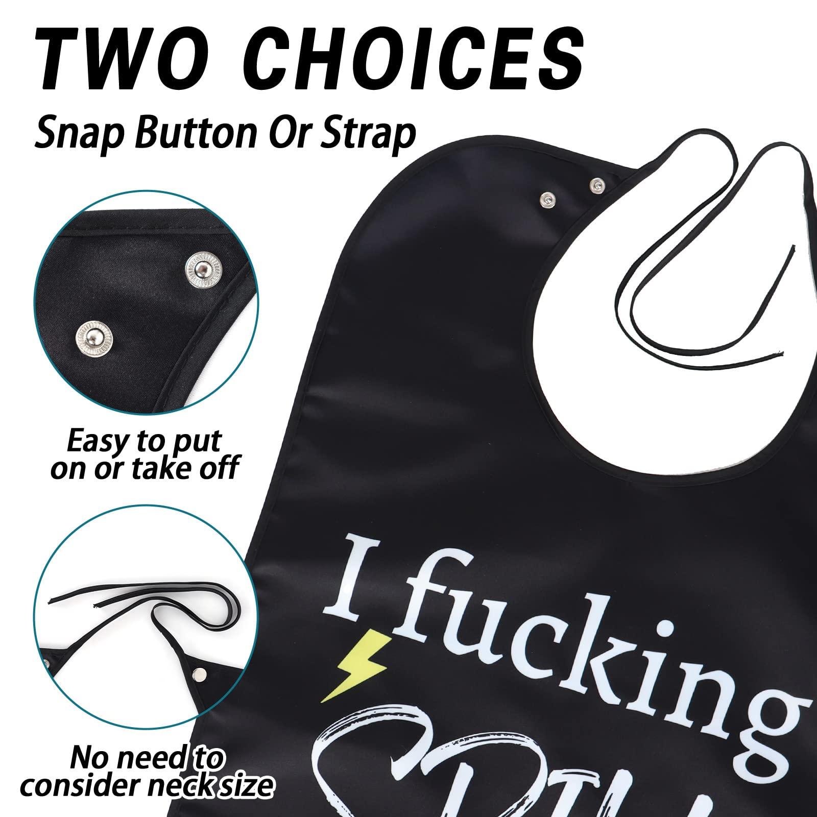 FunisFun Funny Adult Bibs Washable Waterproof Bibs, Reusable Adult Bibs with Crumb Catcher for Women Men & Elderly, Funny Gag Gifts White Elephant Gift(B Style)