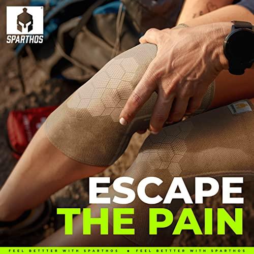 Sparthos Sparthos Knee Compression Sleeves by (Pair) - Support for Sports, Running, Joint Pain Relief - Knee Brace for Men and Women Walking Cycling Football Tennis Basketball Hiking Workout Jogging (Beige-S)