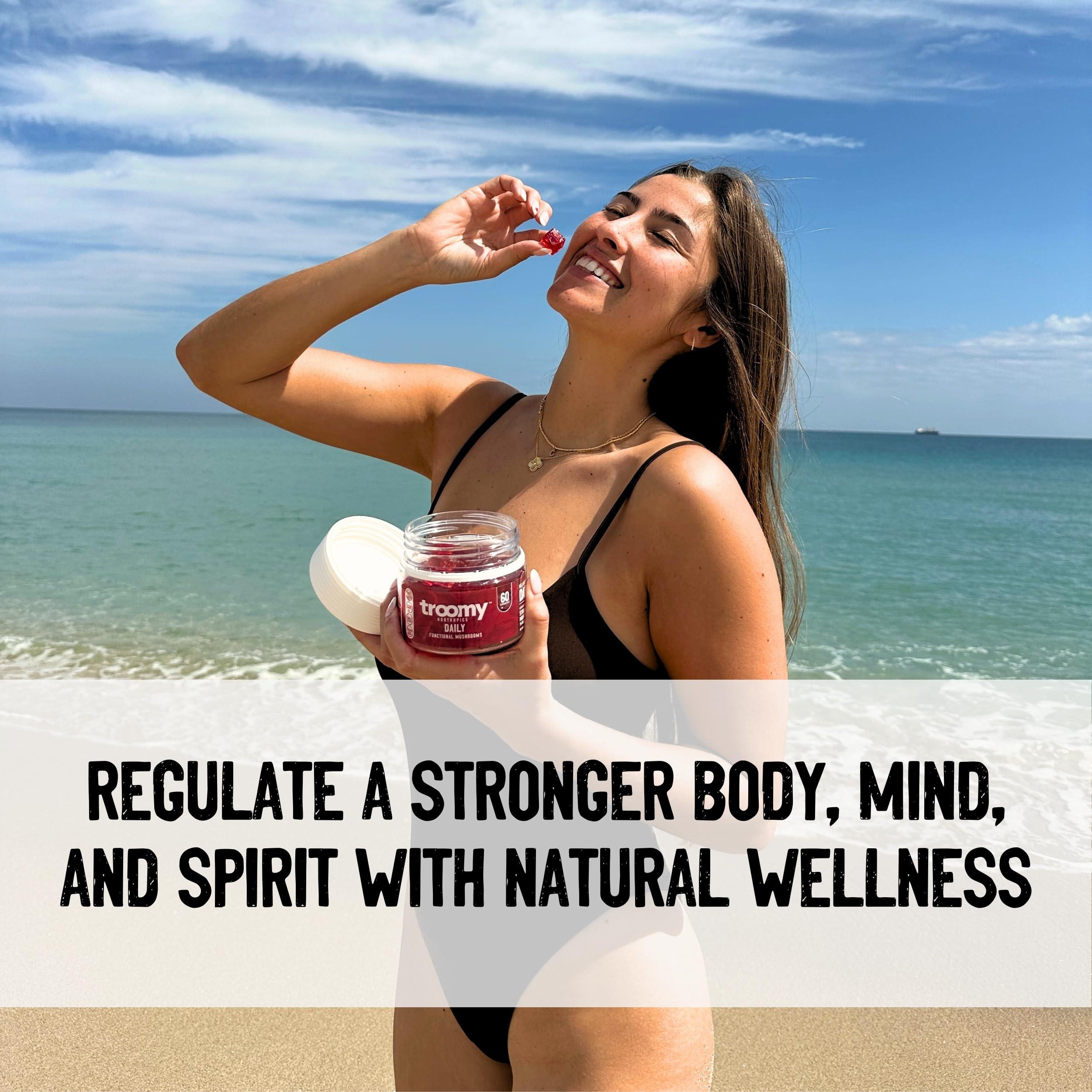 Troomy Nootropics Troomy Daily 14 Mushroom Blend Gummies - Great Tasting Natural Mango Strawberry Flavor, Gelatin-Free, Gluten-Free, Vegetarian - 60 Count