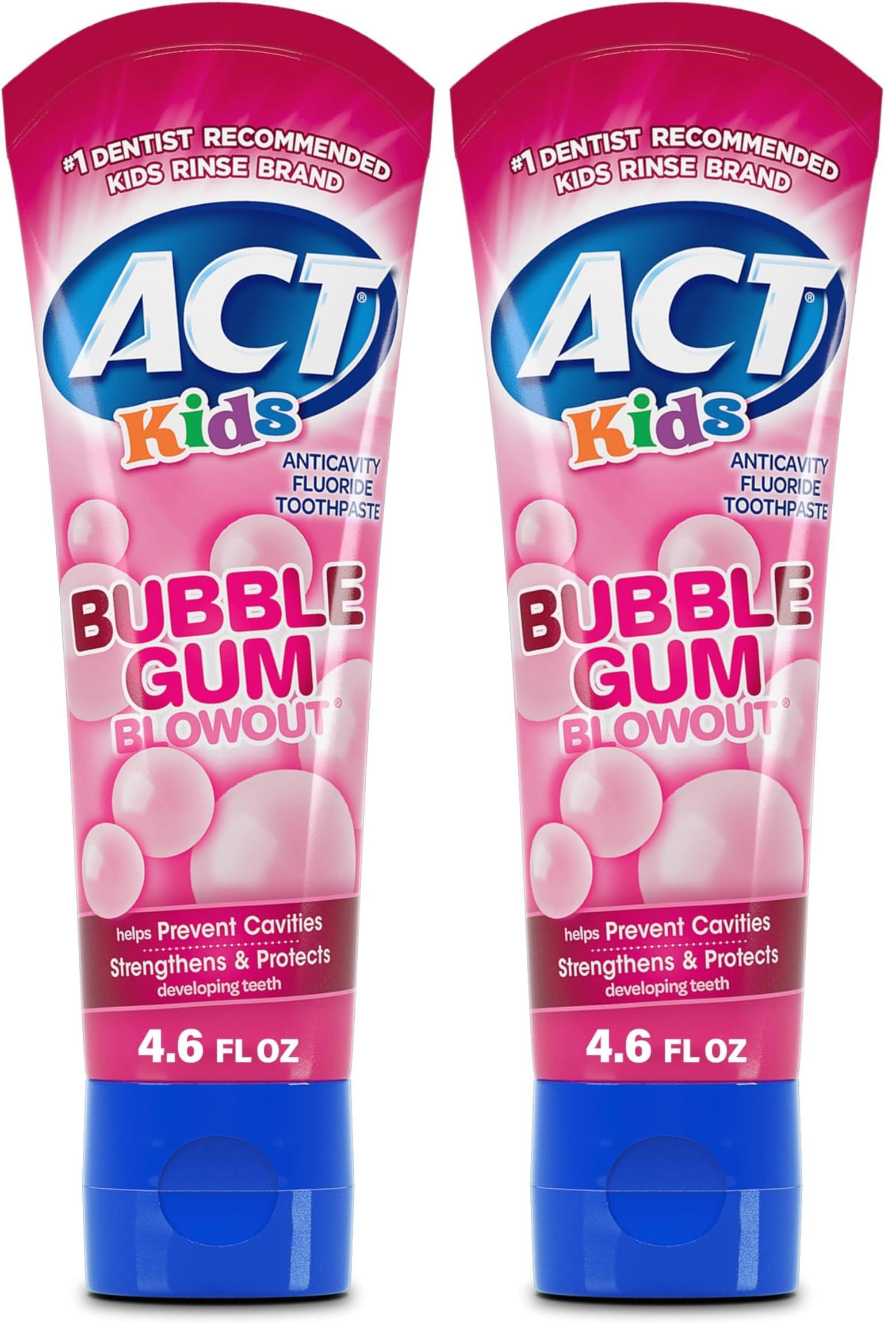 ACT ACT Kids Anticavity Fluoride Toothpaste 4.6 oz. Bubble Gum Blowout (Pack of 2)