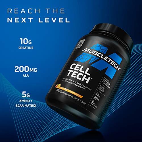 MuscleTech Creatine Monohydrate Powder MuscleTech Cell-Tech Creatine Powder Post Workout Recovery Drink Muscle Builder for Men & Women Musclebuilding Supplements Tropical Citrus Punch, 3 lbs (27 Serv)