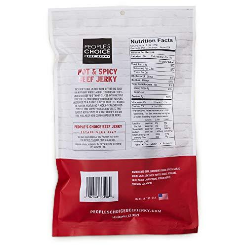 People's Choice Beef Jerky People's Choice Beef Jerky - Classic - Hot & Spicy - Big Slab - Whole Muscle Premium Cuts - Bulk Jerky Package - Thin Sheets - Low Sodium Low Salt High Protein Meat Snack - 15 Count, 1 Bag