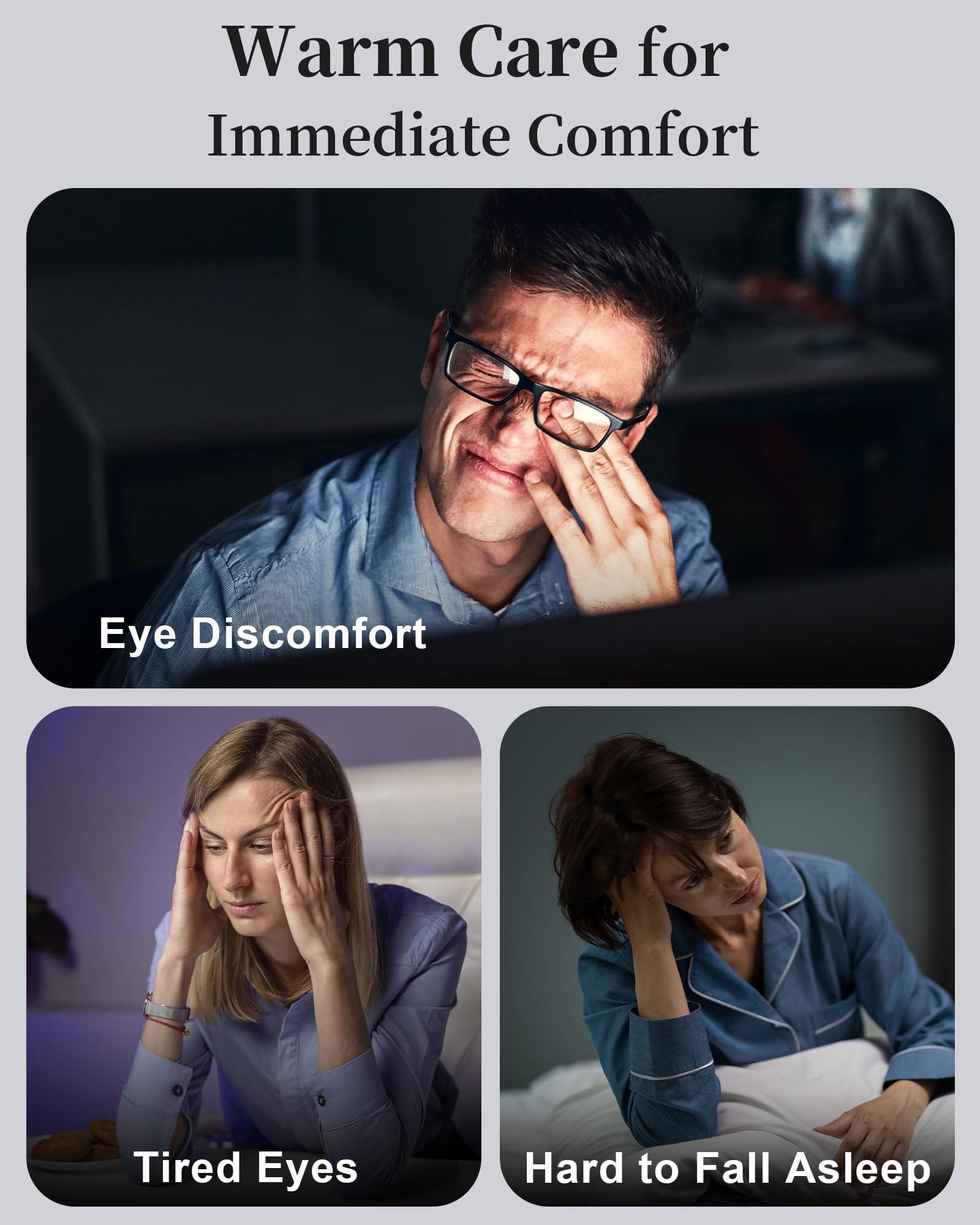 FACEMOON Heated Eye Mask for Dry Eyes - Silk Cordless Warm Eye Compress Moist Heat, FSA HSA Eligible, Eye Heating Pad for Dry Eyes, Stye Treatment, Eye Strain, Travel, Washable, Rechargeable, Black