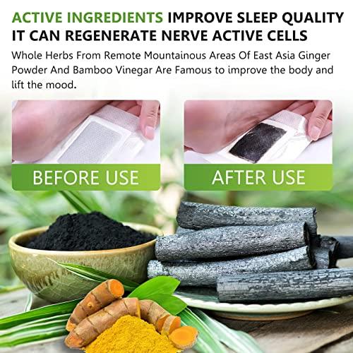 Tudiqe 20PCS Foot Pads, Natural Bamboo Vinegar Ginger Powder, Easy to Use and Feel Better, Ginder Foot Pads for Relaxation, Relieve Stress, Improve Sleep, Pain Relief