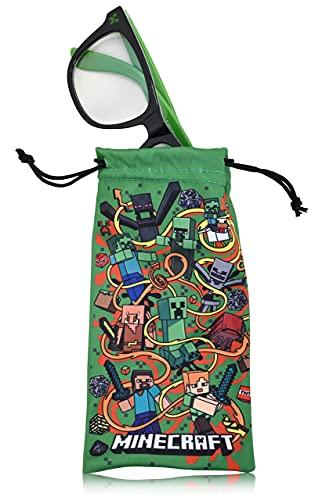 Minecraft Minecraft Blue Light Blocking Glasses with Pouch Computer Glasses and Video Gaming Eyewear Protection (Green/Black)
