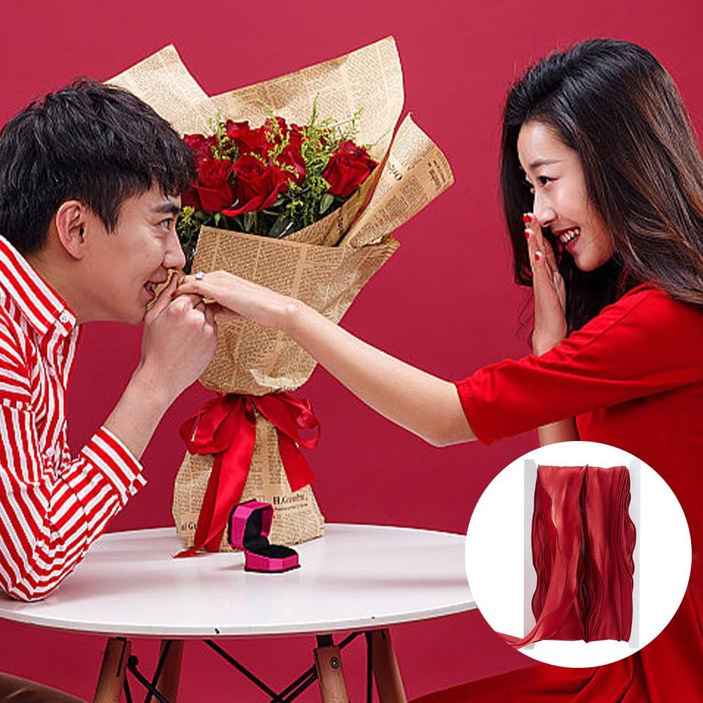 GOMAKERER GOMAKERER 10 Yards Sheer Chiffon Ribbon, Wired Chiffon Ribbon Sheer Organza Ribbon Dark Red Polyester Organza Ribbon Mesh Fabric Ribbon for Bowknot Flower Gifts Decorations