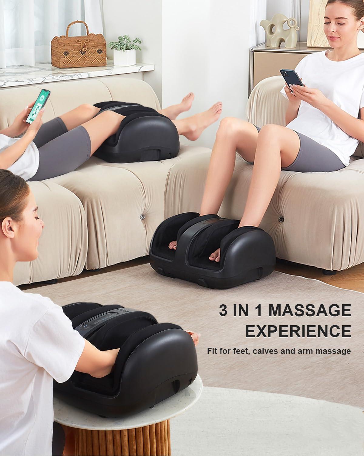 Nekteck Nekteck Foot Shiatsu Massager for Circulation and Pain Relief, Smart Electric Massage Machine with Heat, Deep Kneading, Vibration, Compression for Feet, Calf, Arm Muscle Relax Black (APP Control)