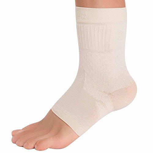 Zensah Zensah Ankle Support - Compression Ankle Brace - Great for Running, Soccer, Volleyball, Sports - Ankle Sleeve Helps Sprains, Tendonitis, Pain, Beige, Medium