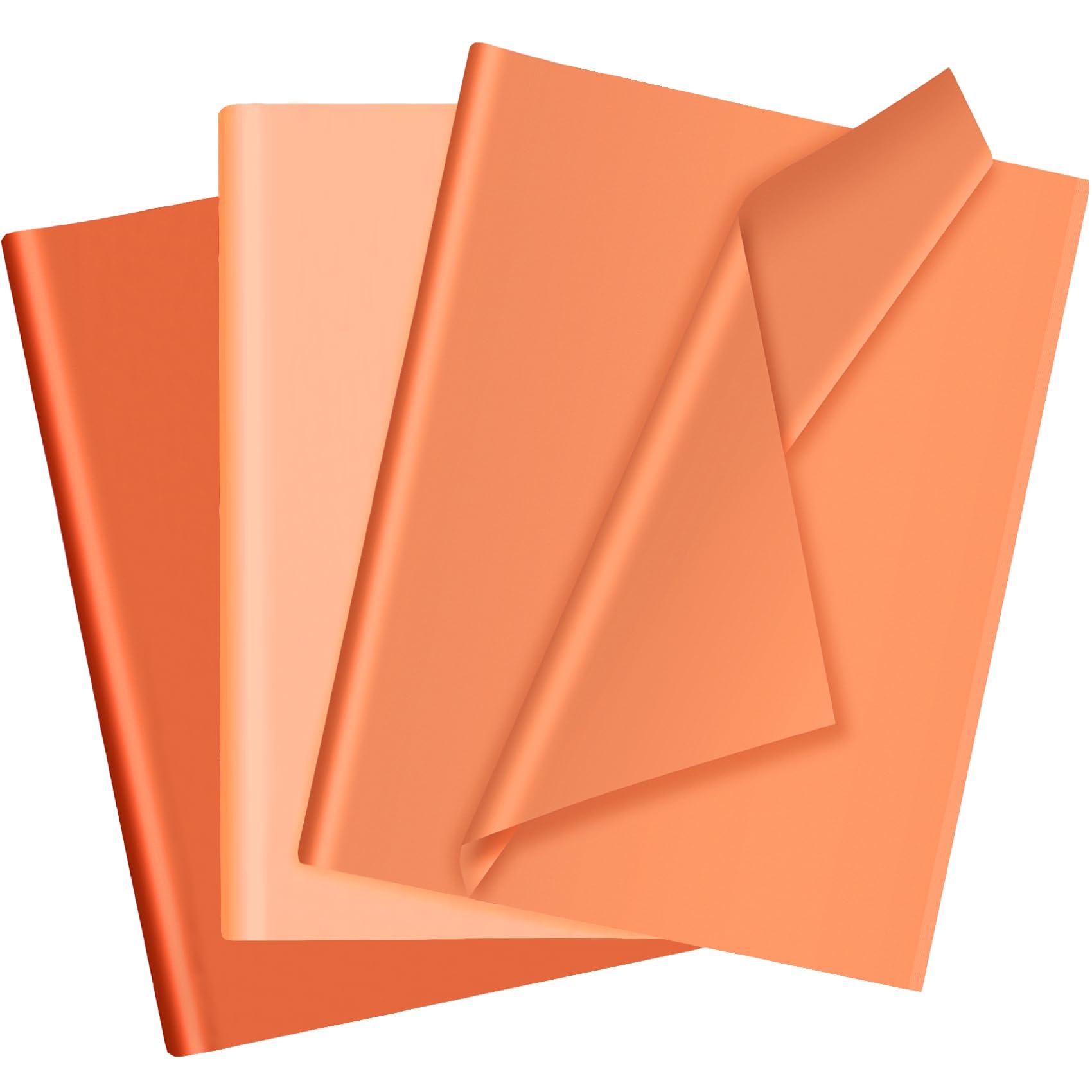 Hlonon 30 Sheets Orange Tissue Paper for Packaging Gift Bags Decoration, Gift Wrap Tissue Paper Bulk for Weddings Birthday DIY Project Christmas Halloween Thanksgiving Gift Wrapping Crafts Decor