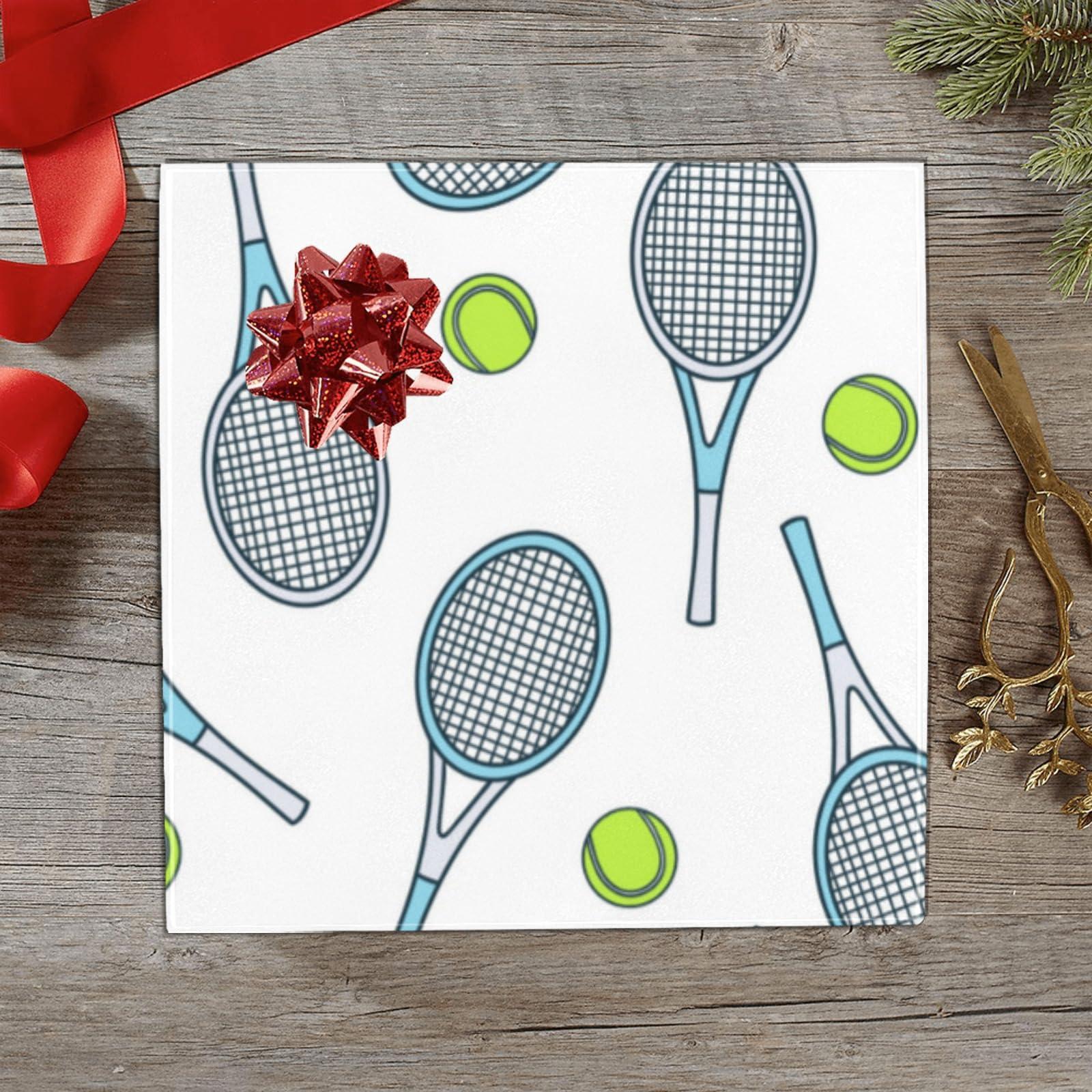 OTVEE OTVEE 2 Rolls Birthday Wrapping Paper Roll - Tennis Rackets and Balls Icons Design Gift Wrap Perfect for Weddings, Brides, Holidays, Baby Showers - 58 x 22.8 inches