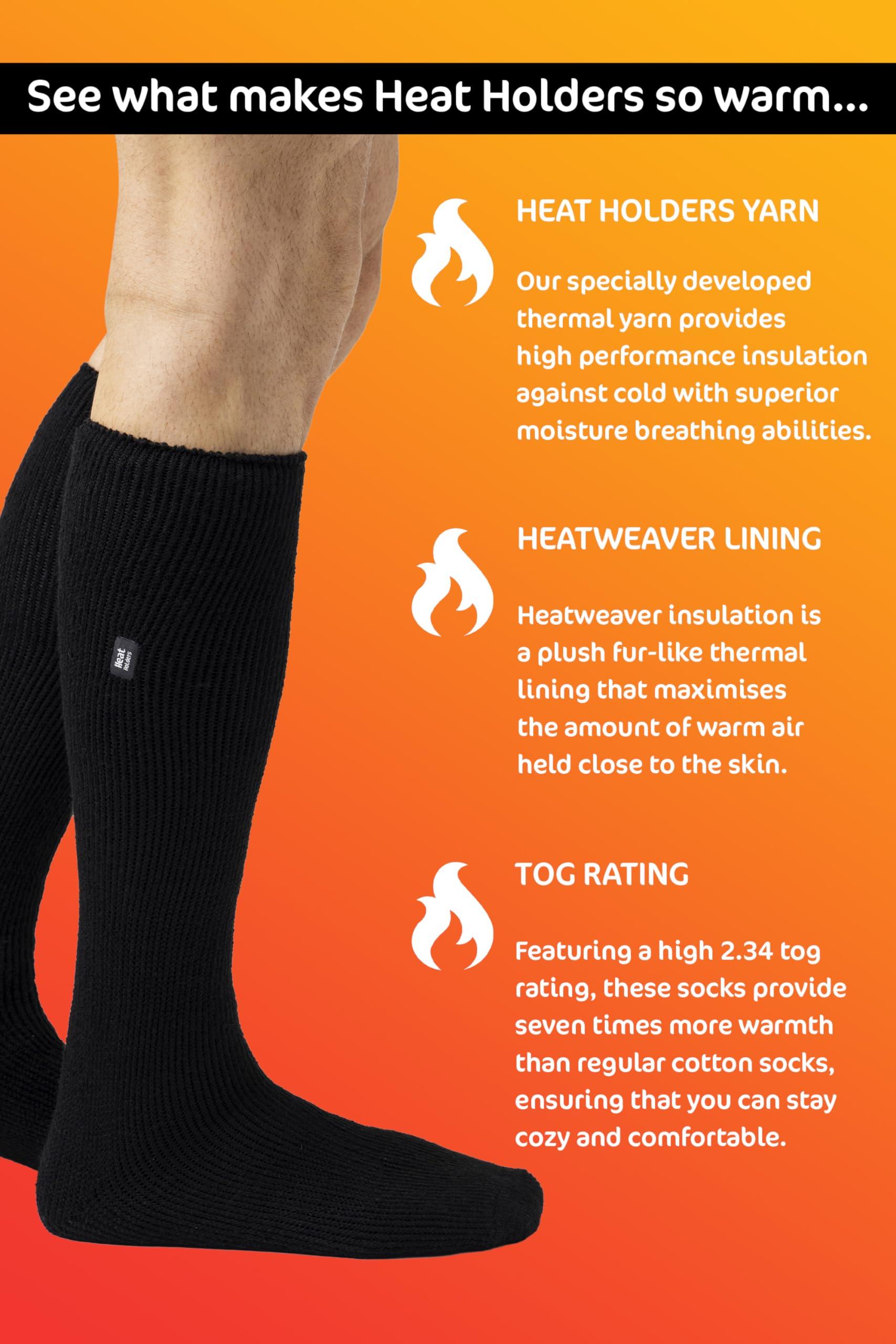 HEAT HOLDERS Heat Holders Mens Original Extra Long Thermal Socks Size 7-12 Us (Charcoal Gray)