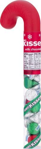 HERSHEY\'S HERSHEY\'S KISSES Milk Chocolate, Christmas Candy Plastic Cane, 2.24 oz