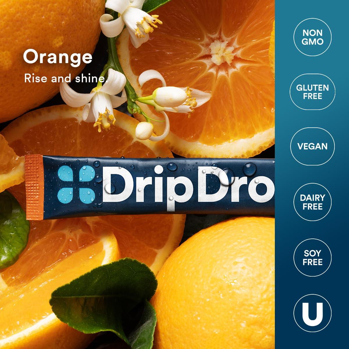 DripDrop DripDrop Hydration - Orange - Electrolyte Drink Mix Single Serve Powder Packets | Non-GMO, Gluten Free, Vegan | 32 Sticks