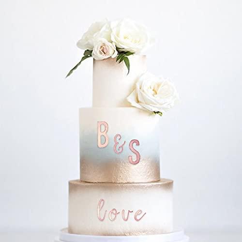 SONICEBUY Acrylic Alphabet Letter Cake Topper DIY Custom Cake Toppers with Rose Gold Uppercase Lowercase A - Z Letters and Happy Birthday Cake Topper for Wedding Anniversary Baby Shower Birthday Party Supplies