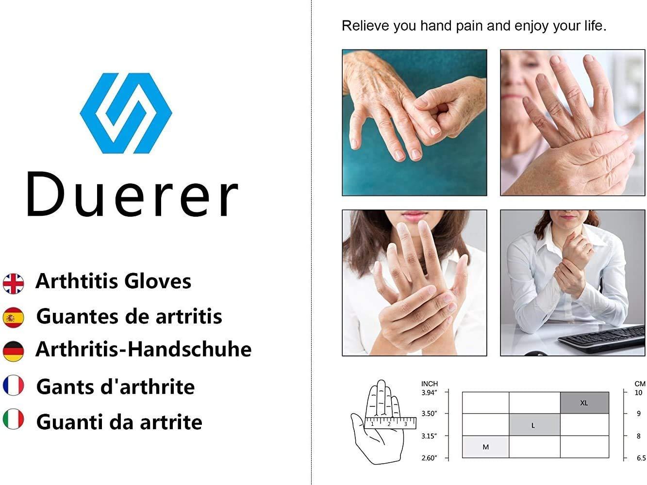 Duerer Duerer Arthritis Gloves, Compression Gloves for Women Men, Carpal Tunnel, Rheumatoid, Tendonitis, Fingerless Hand Thumb, Hand Pain, Fingerless Gloves for Computer Typing and Daily Work