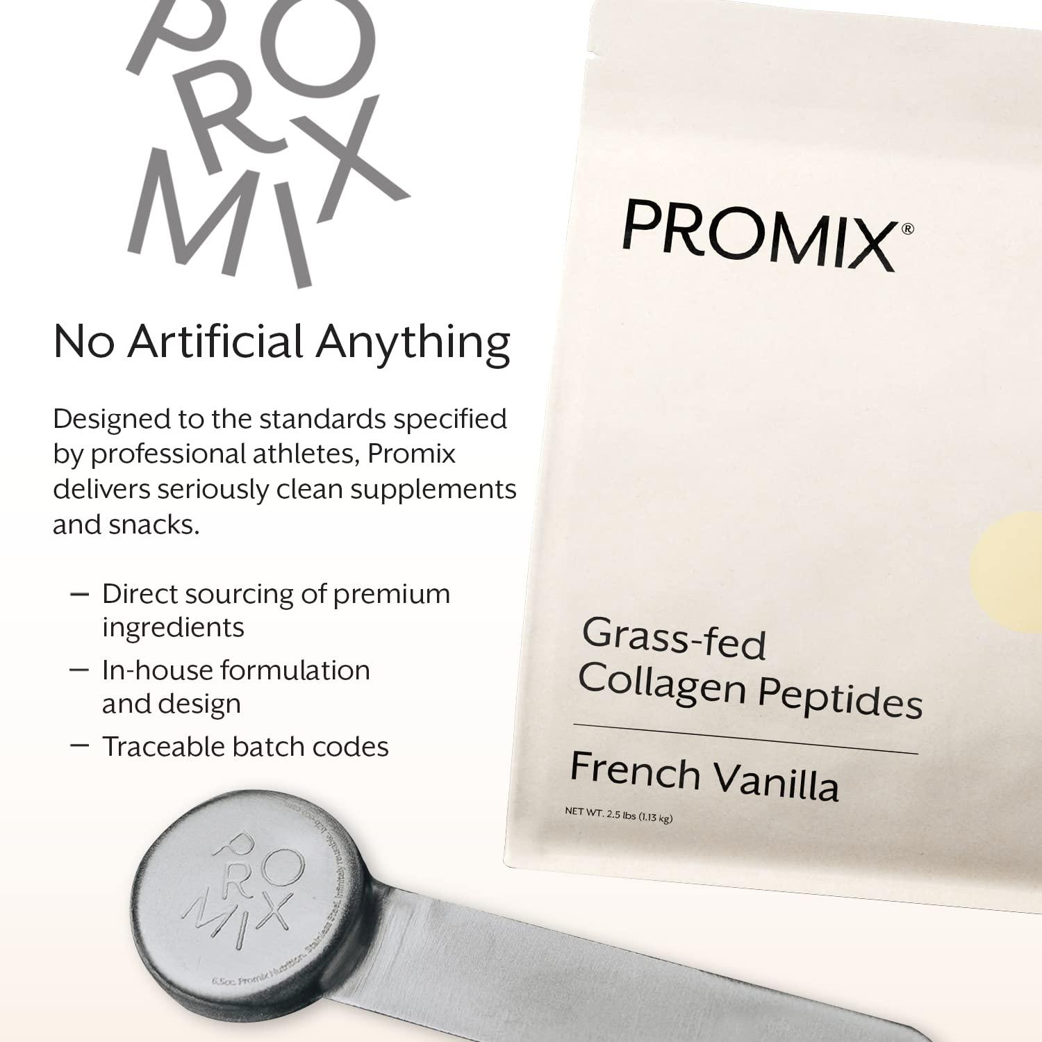 ProMix Nutrition Promix Collagen Peptides, Vanilla, 2.5lb Bulk - Hydrolyzed Collagen Protein Promotes Healthy Skin, Bones, Joints & Recovery Support - Add to Shakes, Smoothies, Beverages & Baking Recipes.