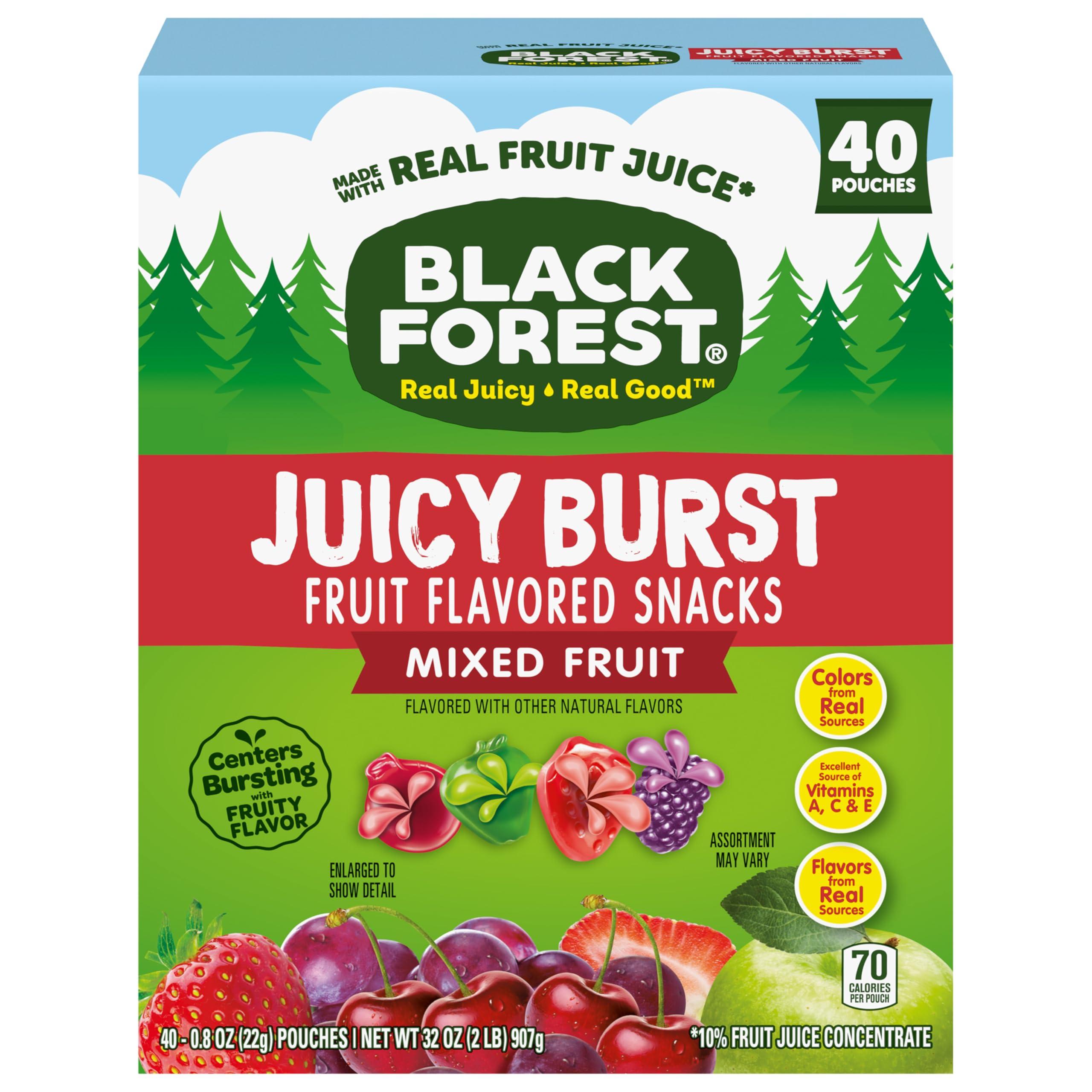 Black Forest Black Forest, Juicy Burst, Fruit Flavored Snacks, Mixed Fruit Flavors, A Juicy Burst of Natural Flavors, Made with Real Fruit Juice, 0.8 oz 40 ct