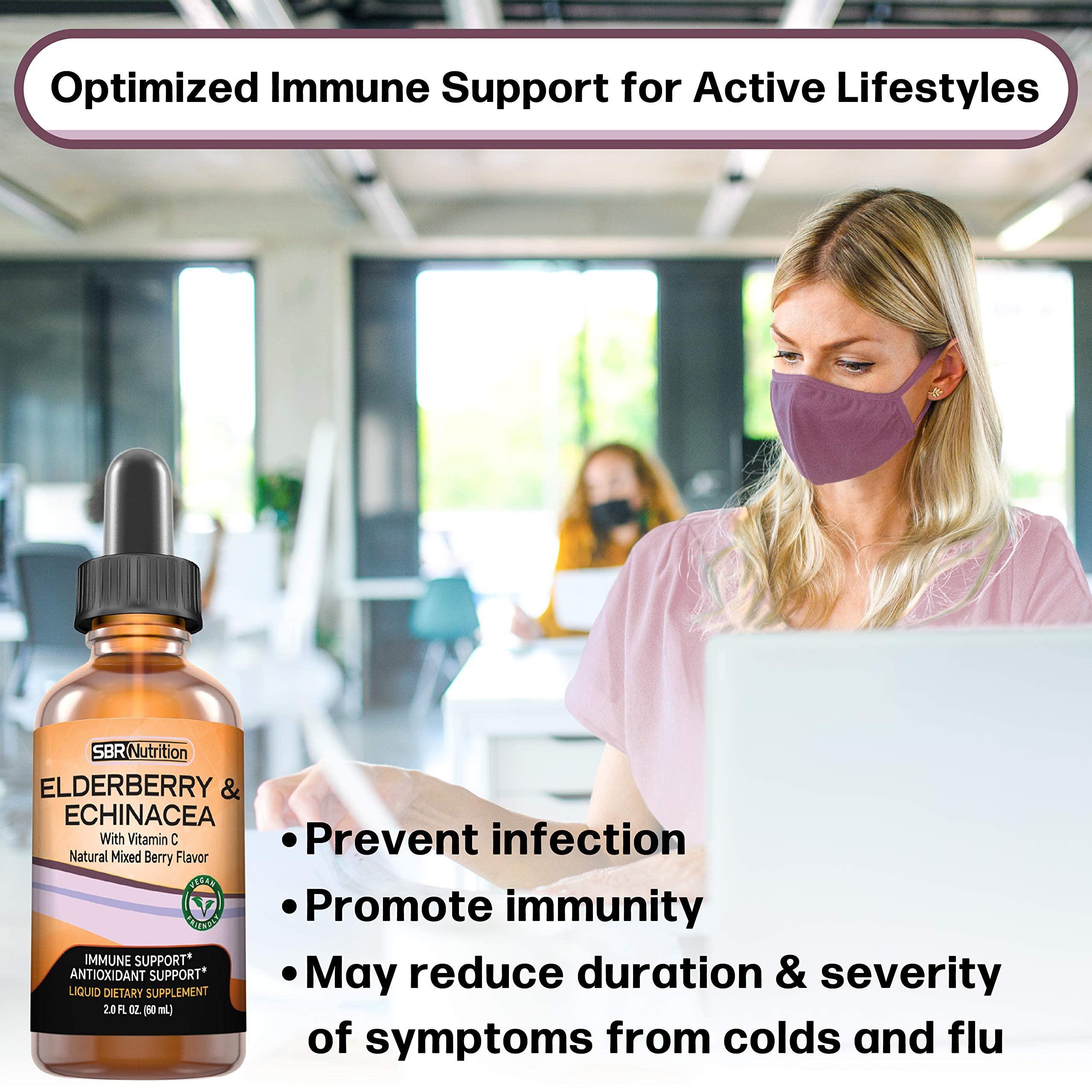 SBR Nutrition SBR Nutrition D3+K2 and Elderberry Bundle Vitamin D3K2 (MK7) Liquid Drops, Peppermint,1oz | Elderberry & Echinacea & Vitamin C Liquid Drops, 2oz | Adults & Kids | Non-GMO, Gluten Free