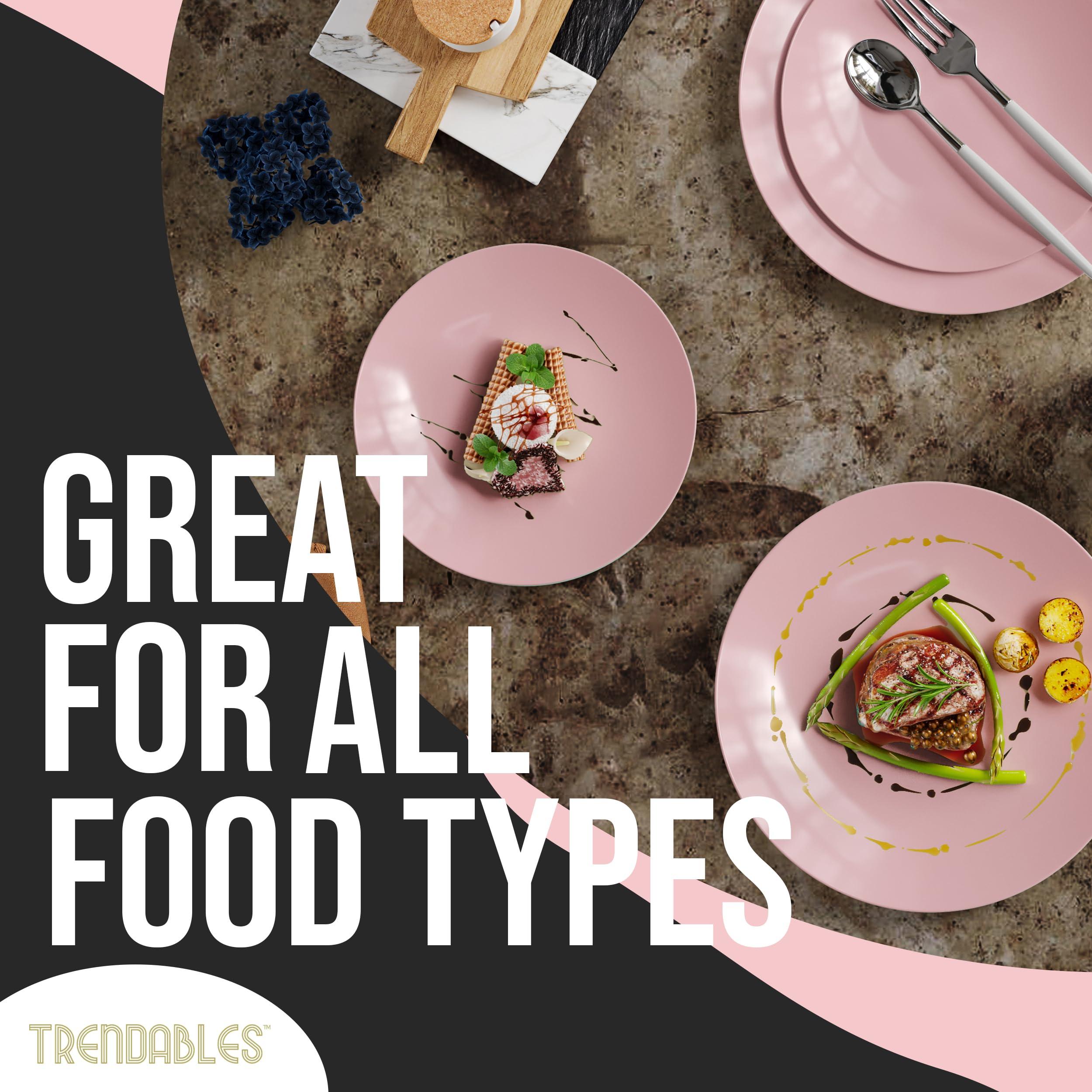 Trendables Trendables 60 Pcs Pink Plates Plastic Dinner Plates 30 Guests I 30-10\" Heavy Duty Plastic Plates & 30-8\" Dessert Plates | Disposable Dinnerware Set Pink Plates, Pink Plastic Plates Party Plates