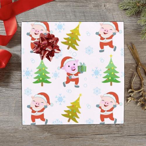 OTVEE OTVEE 4 Rolls Gift Wrap Paper Roll,Cute Pig and Christmas Tree Design Gift Wrap Wrapping Paper for Birthdays, Graduations, Father\'s Day, Baby Showers, Halloween, Christmas, 58x22.8 in Per Roll