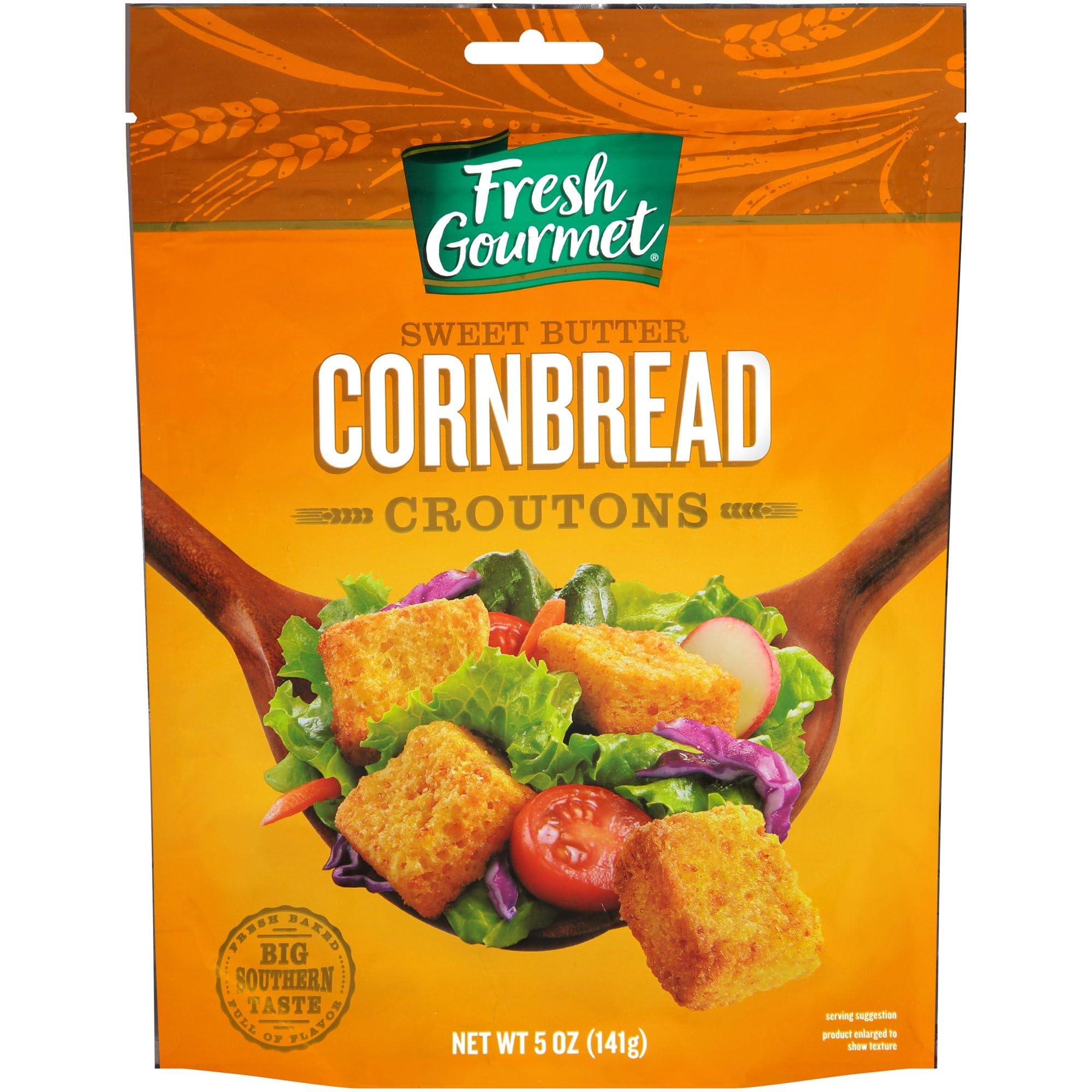 Fresh Gourmet Fresh Gourmet Premium Croutons, Sweet Butter Cornbread, 5 Ounce (Pack of 2)