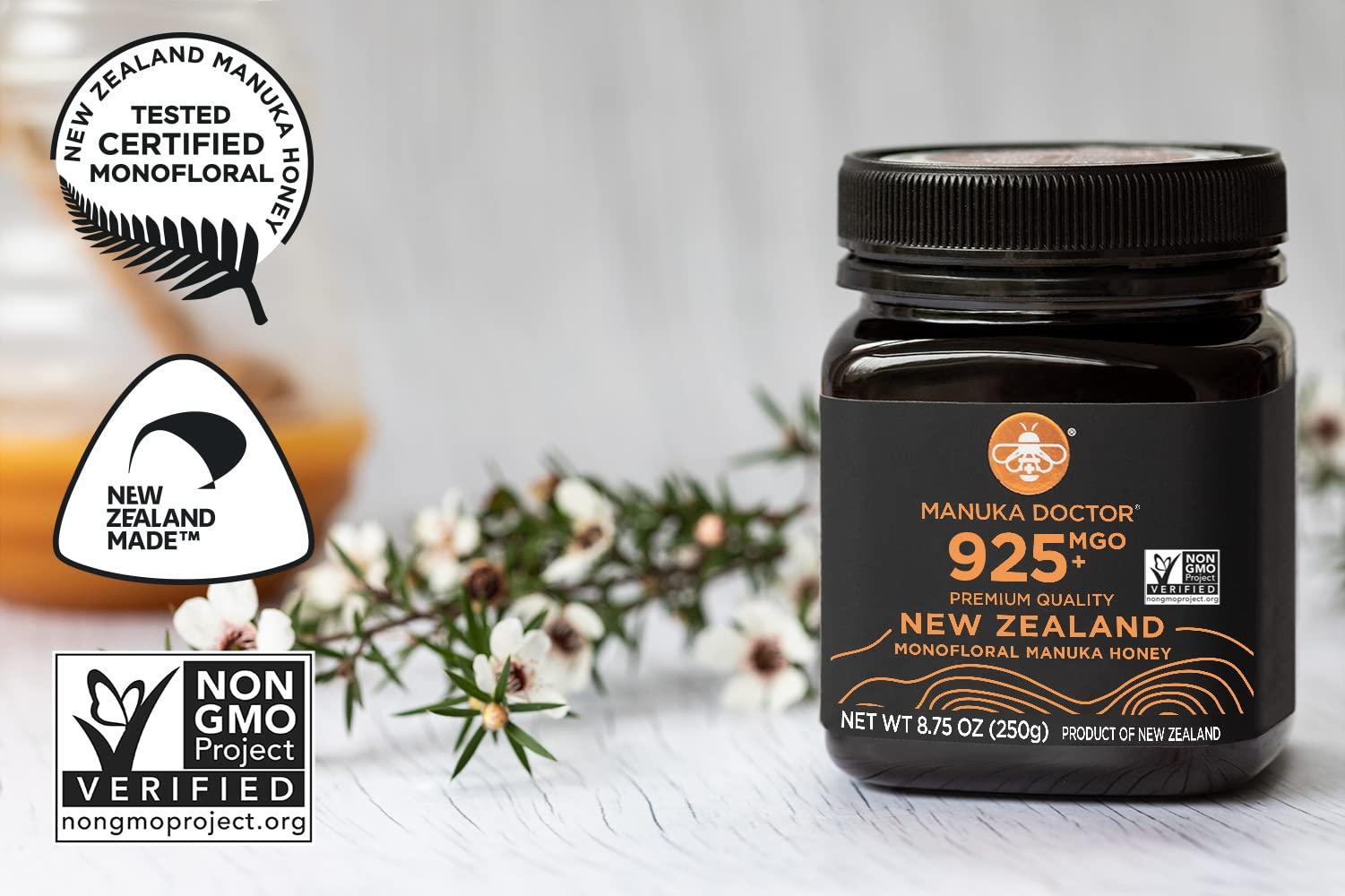 Manuka Doctor MANUKA DOCTOR - MGO 925+ and MGO 525+ Manuka Honey Monofloral Value Bundle, 100% Pure New Zealand Honey. Certified. Guaranteed. RAW. Non-GMO, 2 x 8.75oz Pots