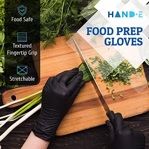 Hand-E Touch Hand-E Touch Black Nitrile Disposable Gloves Medium, 200 Count - BBQ, Tattoo, Hair Dye, Cooking, Mechanic Gloves - Powder and Latex Free Gloves