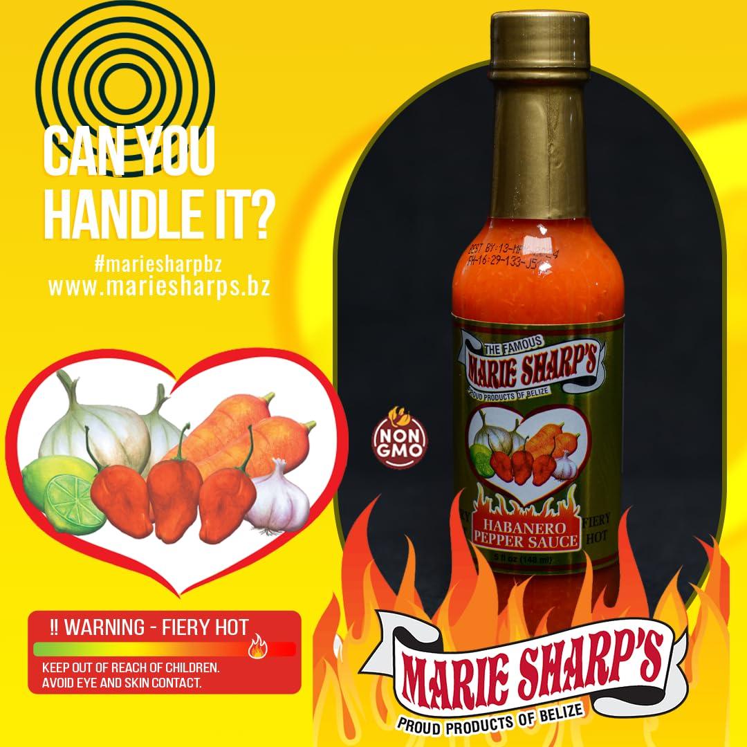 Marie Sharp's Marie Sharp\'s HOT and FIERY HOT Habanero Pepper Sauce Combo, 5oz each