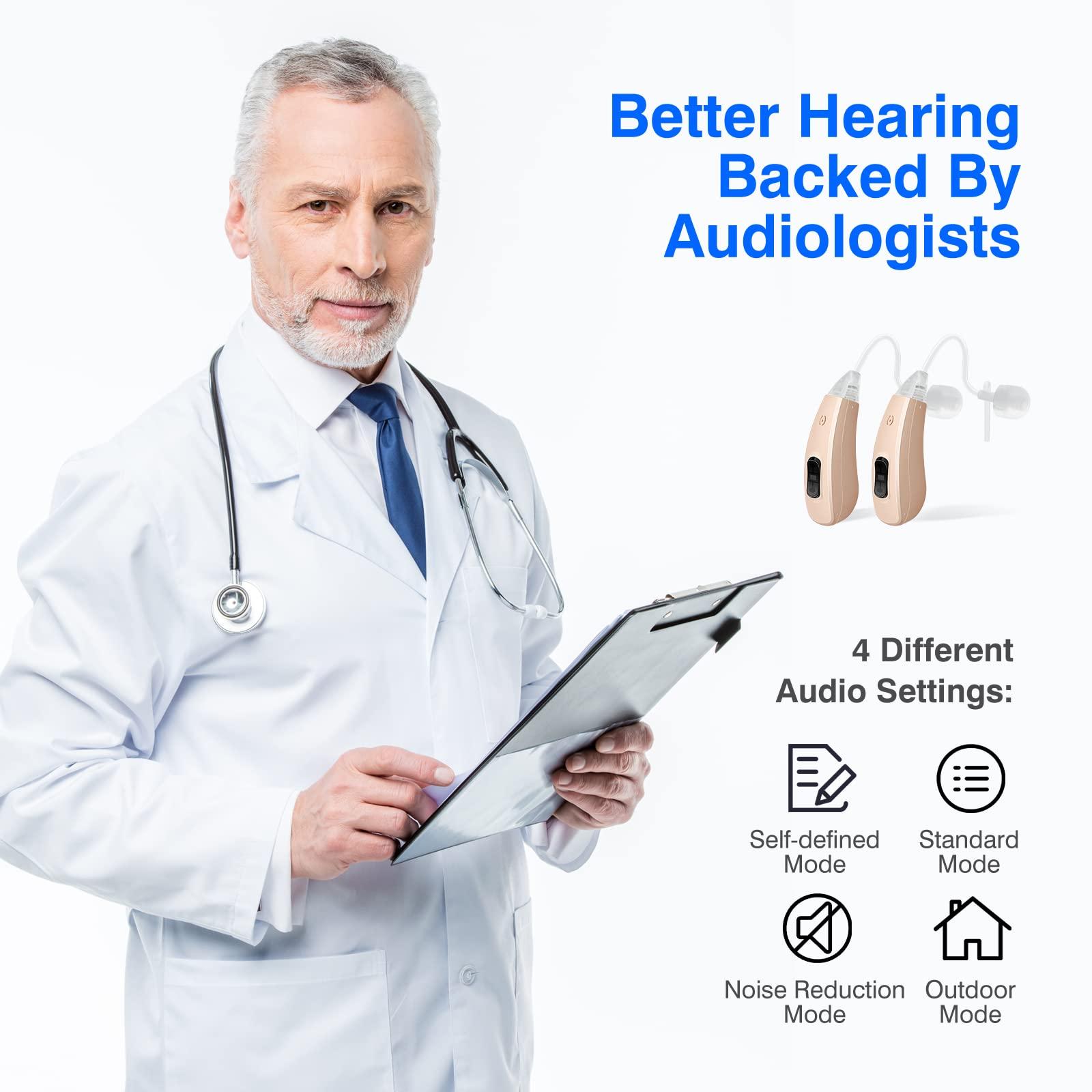 ONEBRIDGE Rechargable OTC Hearing Aids for Seniors with Advanced Noise Cancellation for Hearing Loss Ear Aid Assistant Digital Sound Amplification Devices